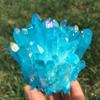 0.7-0.9LB Clear Quartz Rainbow Aura Cluster,Crystal Vug,Titanium Rock Crystal Cluster,Mineral Specimen,Home Decoration,Reiki Healing (Blue) view 3