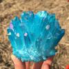 0.7-0.9LB Clear Quartz Rainbow Aura Cluster,Crystal Vug,Titanium Rock Crystal Cluster,Mineral Specimen,Home Decoration,Reiki Healing (Blue) view 4