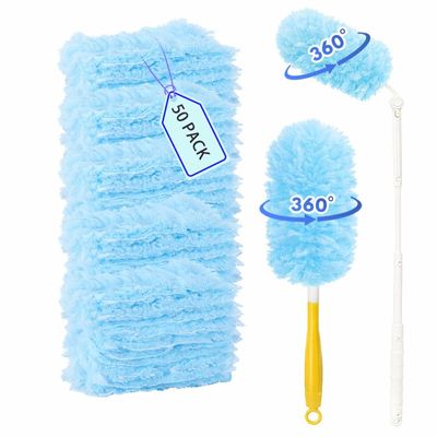 50 Count Duster Refills 360 Heavy Duty Duster Refills Compatible with Swiffer Duster, Multisurface Heavy Duty Duster Replacements with 1 Short Handle and 1 Extenda Handle