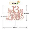 13 Years Loved Cake Topper, Happy 13th Birthday Cake Decorations, Level 13 Unlocked/Cheers to 13 Years Cake Decor, Butterfly Theme 13 Years Old Birthday Party Decoration Supplies, Rose Gold Glitter view 2