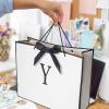 QLSKO Monogrammed Gift Wrap Bag Personalized Initial Paper Bag with Card Matching Envelope Sticker,Bow Ribbon and Wrapping Tissue Birthday Gifts for Women Men (White, Y-Medium) view 4