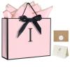 QLSKO Personalized Initial Paper Bag for Women Grils,Monogrammed Gift Bag with Bow Ribbon,Wrapping Tissue and Card Matching Envelope Sticker (Pink, I-Medium) view 1