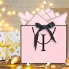 QLSKO Personalized Initial Paper Bag for Women Grils,Monogrammed Gift Bag with Bow Ribbon,Wrapping Tissue and Card Matching Envelope Sticker (Pink, I-Medium) view 4