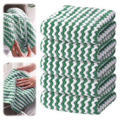 6 Pieces Microfiber Cleaning Cloth; Dish Cloth; Dish Towel; scouring pad; rag; Kitchen rag; Kitchen Towel; car rag; Glass Cleaning rag (Green, 25 * 25)