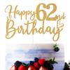 Gold Glitter Happy 62nd Birthday Cake Topper, Cheers to 62 Years/62 Years Loved & Blessed, Funny 62nd Birthday Party Decorations Supplies view 1