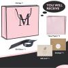 QLSKO Personalized Initial Paper Bag for Women Grils,Monogrammed Gift Bag with Bow Ribbon,Wrapping Tissue and Card Matching Envelope Sticker (Pink, M-Medium) view 2