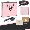 QLSKO Personalized Initial Paper Bag for Women Grils,Monogrammed Gift Bag with Bow Ribbon,Wrapping Tissue and Card Matching Envelope Sticker (Pink, Q-Medium) view 2