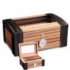 Cedar Wood Cigar Box, Cigar Humidor, with Hygrometer and Humidifier,Transparent Glass Cover and Safety Lock,Hold Up 100 Cigars, Gift for Cigar Lover view 1
