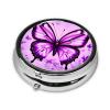 WHJYYXDE Round Pill Box 2.0x2.0x0.7 in Mini Travel Medicine Pill Organizer Box for Travel, Light to Carry Purple Butterfly Printing view 2