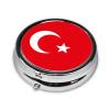 WHJYYXDE Round Pill Box 2.0x2.0x0.7 in Mini Travel Medicine Pill Organizer Box for Travel, Light to Carry Flag of Turkey Printed view 2