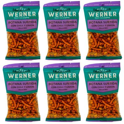 Werner Botana Surtida con Chile and Limon, Mexican Snacks, Mexican Party Mix, Spicy Snack Mix Pack of 6 (5 Ounce)