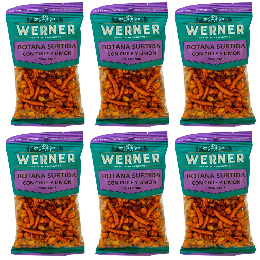Werner Botana Surtida con Chile and Limon, Mexican Snacks, Mexican Party Mix, Spicy Snack Mix Pack of 6 (5 Ounce)