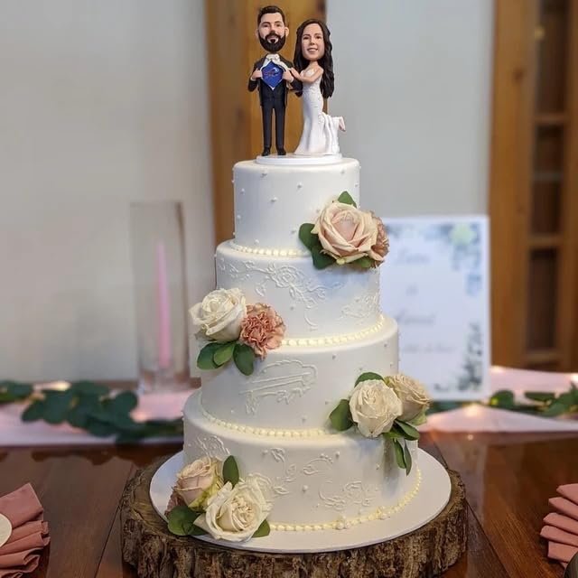 Custom Bobblehead Personlized for Wedding Topper Cake,Wedding Gifts for Couple,Unique Valentine's Day Present,10th 20th 30th 40th 50th 60th 70th for Cake Topper (cake topper 05)