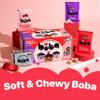 Boba Bundle Kit 10 Serv. Instant Bubble Pearl Variety Milk Tea Kit with Authentic Brown Sugar Tapioca Pearls by Yulu Foods - Ready in Under 1 Minute, Includes Paper Straws - Gift Box, Holiday (Classic, Taro and Strawberry) view 3