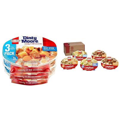 Compleats Dinty Moore Beef Stew, 9 Ounce (Pack of 3) and HORMEL COMPLEATS Protein Variety Pack Microwave Trays (Pack of 5)