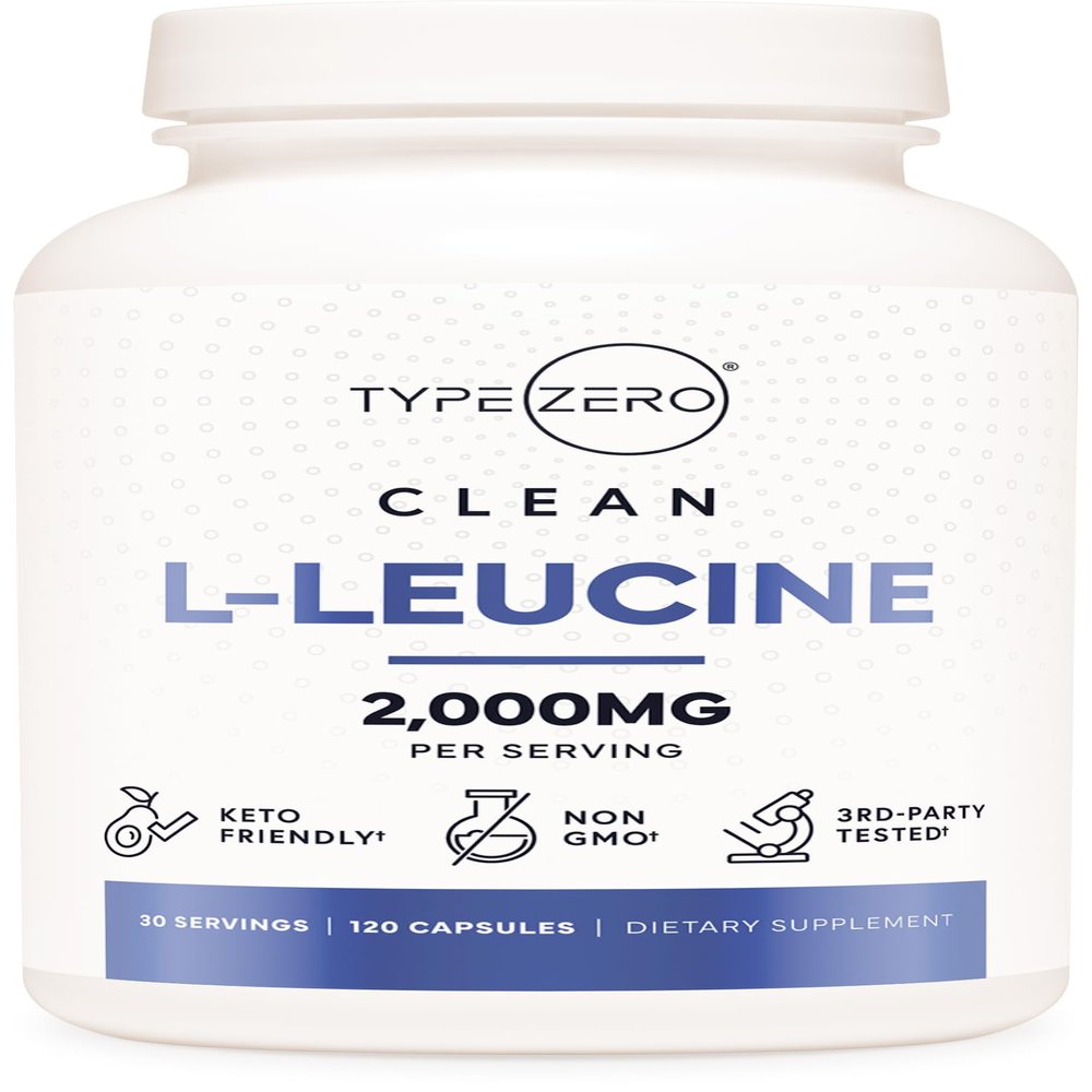 Type Zero L-Leucine Capsules (2000mg per Serving) 120 Capsules - 30 Servings