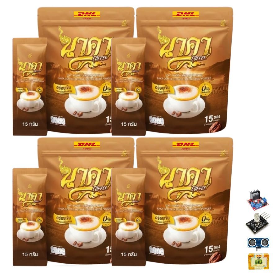 15 Sachets/Pack(225g) Delicious Intense Fruit Snack Arabica Roasted Coffee Good Shape NakaCoffee Capuccino Corn (of 4) By Thaigiftshop [Get Free Tomato Facial Mask]