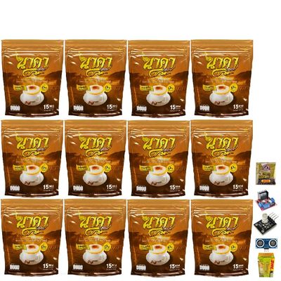 Delicious Mush Mellow Fruit Snack Arabica Roasted Coffee Original NakaCoffee Capuccino 15 Sachets/Pack(15g x 15 Sachets) Set 12 By Beautygoodshop [Get Free For You Beauty Gifts]