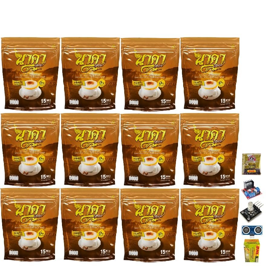 Delicious Mush Mellow Fruit Snack Arabica Roasted Coffee Original NakaCoffee Capuccino 15 Sachets/Pack(15g x 15 Sachets) Set 12 By Beautygoodshop [Get Free For You Beauty Gifts]