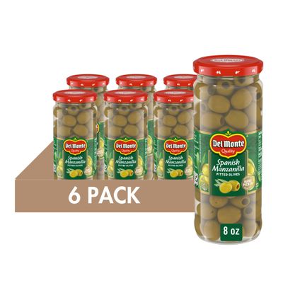 Del Monte Spanish Manzanilla Pitted Olives, 8 oz. Jar (Pack of 6)