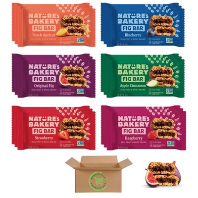 Natures Bakery Whole Wheat Fig Bars Variety Pack, 18 Count, 6 Flavor Assortment, Healthy Snack Bars, Non-GMO, Vegan, Packed by Brookville Marketplace