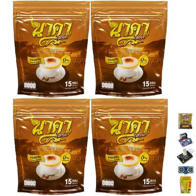 15 Sachets/Pack(15g x 15 Sachets) Delicious Mush Mellow Fruit Snack Arabica Roasted Coffee Original NakaCoffee Capuccino (of 4) By Beautygoodshop [Get Free For You Beauty Gifts]