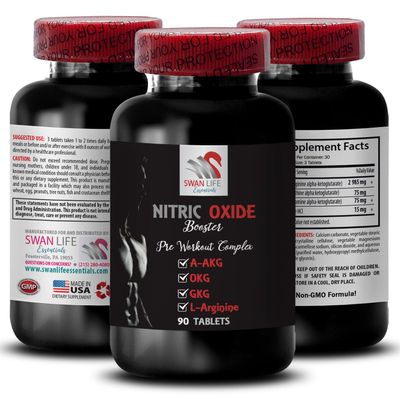 L-arginine supplements for men - NITRIC OXIDE BOOSTER - GKG supplement, Fitness support, Exercise energy, Pump, Active lifestyle, Nitric oxide booster, Strength training 1 Bottle 90 Tablets