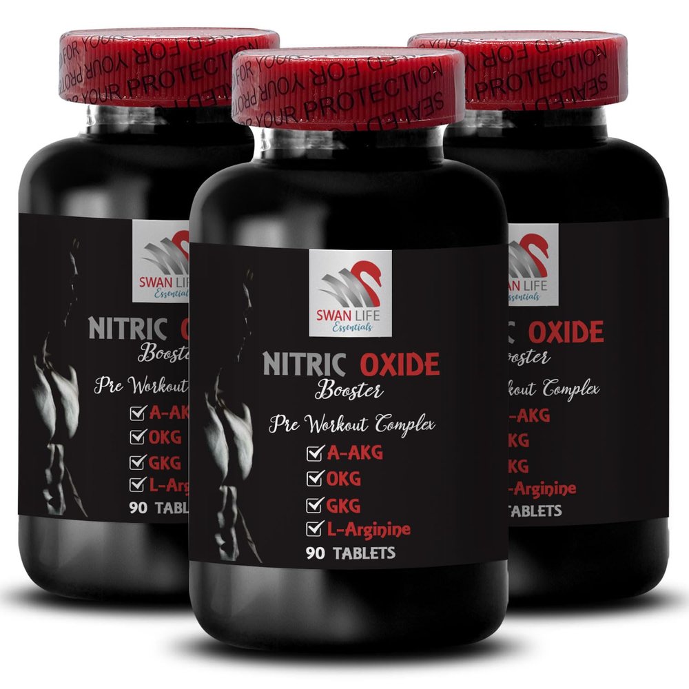 Ornithine alpha-ketoglutarate okg - NITRIC OXIDE BOOSTER - L-arginine supplements for men, Endurance training, Nitric oxide powder, Fitness fuel, Training aid, Muscle support 3 Bottles 270 Tablets