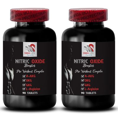AKG supplement organic - NITRIC OXIDE BOOSTER - Fitness support, Training boost, Endurance training, L-arginine supplement, Nitric oxide, Exercise strength, Power boost, Recovery 2 Bottle 180 Tablets