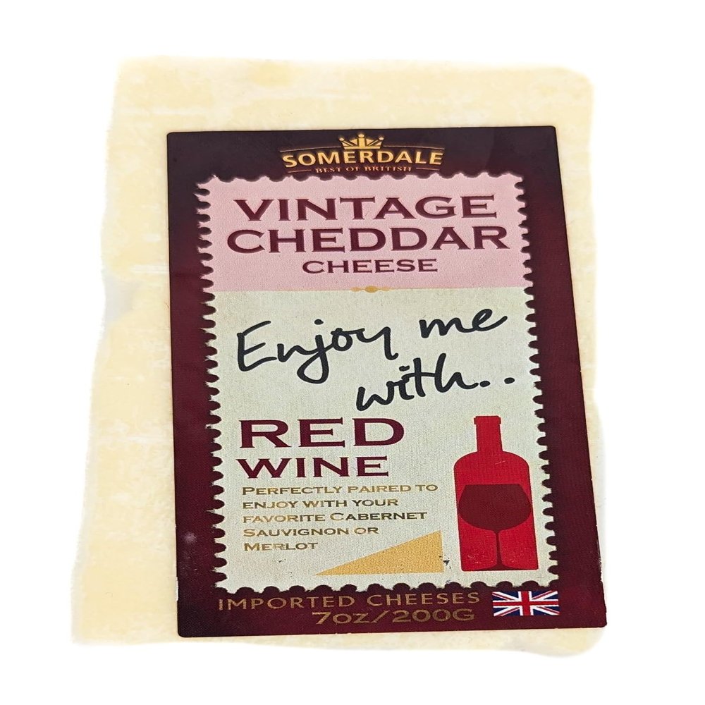 Somerdale Vintage Cheddar Cheese, Enjoy Me With...Red Wine, 7 oz (Pack of 2)