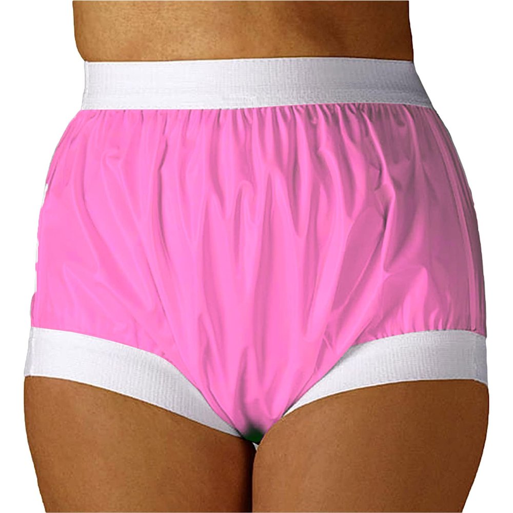 2Pcs Adult Underwear for Incontinence Women/Men,Waterproof Adult Diaper Cover,Adult Rubber Pants Incontinence for Women Over Adult Diapers,Incontinence Plastic Underwear Pants (Pink, Medium)