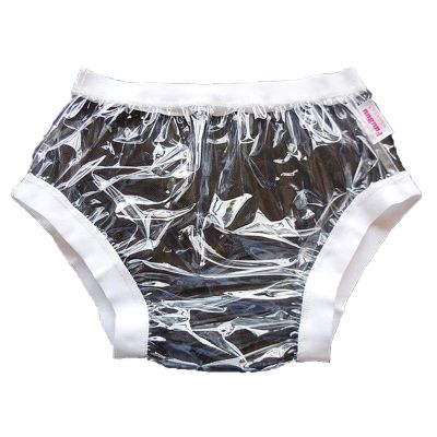 2Pcs Adult Underwear for Incontinence Women/Men,Waterproof Adult Diaper Cover,Adult Rubber Pants Incontinence for Women Over Adult Diapers,Incontinence Plastic Underwear Pants (Clear, XX-Large)