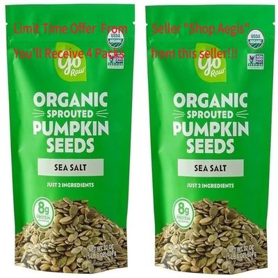 (2 Bags) Sprouted Organic Pumpkin Seeds with Sea Salt, 22 Ounce, 1.4 Lbs