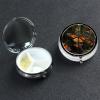 Monarch Butterflies Pill Box 3 Compartment Pill Case for Purse & Pocket Cute Pill Organizer with Mirror Portable Travel Pillbox Metal Round Medicine Organizer Unique Gift view 1