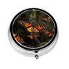 Monarch Butterflies Pill Box 3 Compartment Pill Case for Purse & Pocket Cute Pill Organizer with Mirror Portable Travel Pillbox Metal Round Medicine Organizer Unique Gift view 2