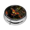 Monarch Butterflies Pill Box 3 Compartment Pill Case for Purse & Pocket Cute Pill Organizer with Mirror Portable Travel Pillbox Metal Round Medicine Organizer Unique Gift view 3