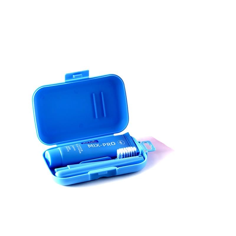 Travel Toothbrush and Toothpaste Set, Foldable Brush, 0.7 oz Paste (Blue, Pack of 1)