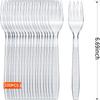 100 Count Extra Heavy Duty Disposable Clear Plastic Forks,BPA-Free,Heat Resistant,Premium Durable Plastic Cutlery for Parties, Picnics, Big Event, Daily Use view 2