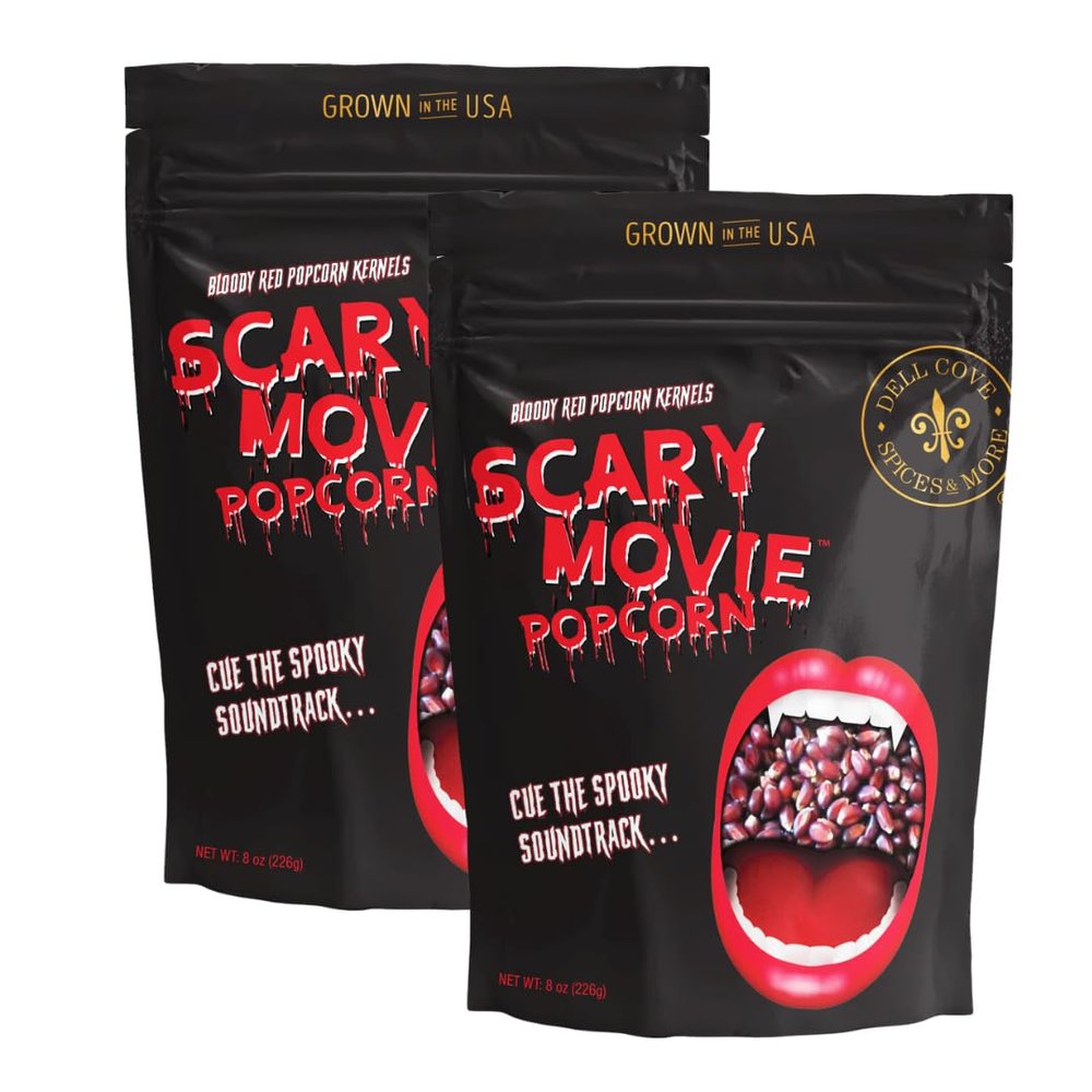 Dell Cove Spices | Scary Movie Bloody Red Popcorn Kernels | Halloween and Trick-Or-Treat Snacks | Holiday Movie Night Popcorn Kernels, One Pound