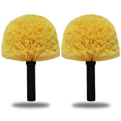 2 Pack Robust Cobweb Duster Head Brush Superior Twist-On Web Cleaning Tool Spider Web Remover Brush Compatible with Standard 3/4 Inch Threaded Poles for Outdoor & Indoor Use Head Only (Yellow)