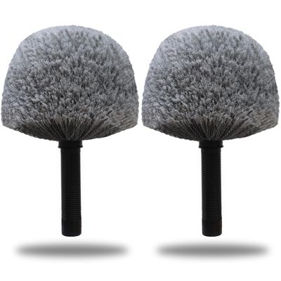 2 Pack Robust Cobweb Duster Head Brush Superior Twist-On Web Cleaning Tool Spider Web Remover Brush Compatible with Standard 3/4 Inch Threaded Poles for Outdoor & Indoor Use Head Only (Grey)