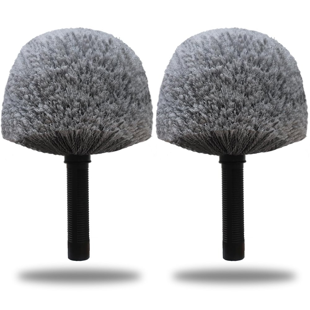 2 Pack Robust Cobweb Duster Head Brush Superior Twist-On Web Cleaning Tool Spider Web Remover Brush Compatible with Standard 3/4 Inch Threaded Poles for Outdoor & Indoor Use Head Only (Grey)