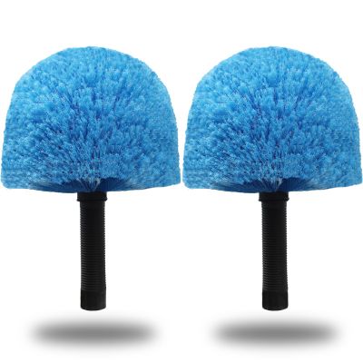2 Pack Robust Cobweb Duster Head Brush Superior Twist-On Web Cleaning Tool Spider Web Remover Brush Compatible with Standard 3/4 Inch Threaded Poles for Outdoor & Indoor Use Head Only (Blue)