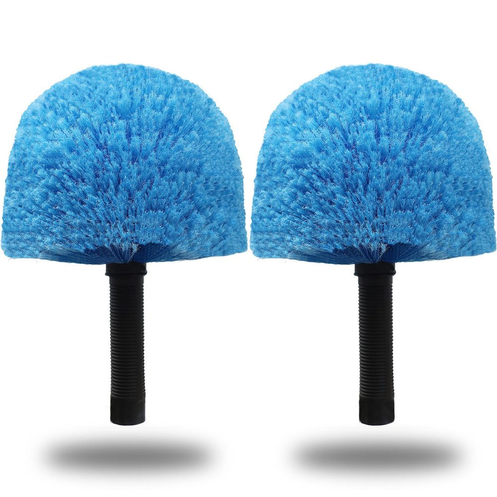 2 Pack Robust Cobweb Duster Head Brush Superior Twist-On Web Cleaning Tool Spider Web Remover Brush Compatible with Standard 3/4 Inch Threaded Poles for Outdoor & Indoor Use Head Only (Blue)