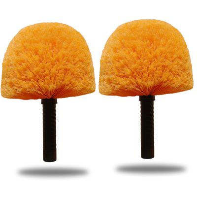 2 Pack Robust Cobweb Duster Head Brush Superior Twist-On Web Cleaning Tool Spider Web Remover Brush Compatible with Standard 3/4 Inch Threaded Poles for Outdoor & Indoor Use Head Only (Orange)