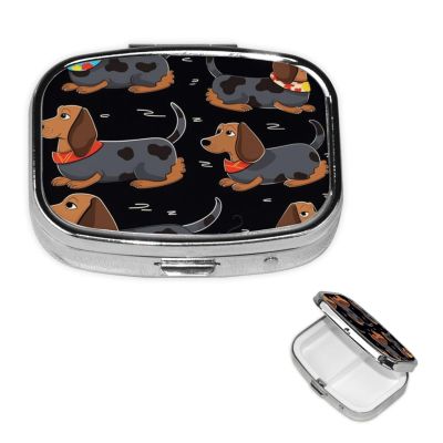 I Love My Dog Dachshunds Pill Box Portable Small Pill Case 2 Compartment Metal Pill Vitamins Holder Organizer Cute Travel Pillbox for Purse Pocket