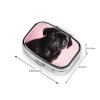 Cute Black Pug Pill Box Portable Small Pill Case 2 Compartment Metal Pill Vitamins Holder Organizer Cute Travel Pillbox for Purse Pocket view 4