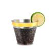 Byvivace 50counts 9 OZ. Disposable Cups Old fashioned Party Tumblers, 9 Ounce Squat Cups Gold Wine Glasses Hard Plastic Cups with Gold Rim view 2