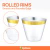 Byvivace 50counts 9 OZ. Disposable Cups Old fashioned Party Tumblers, 9 Ounce Squat Cups Gold Wine Glasses Hard Plastic Cups with Gold Rim view 4