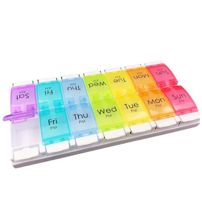 INVODA Large Pill Case 7 Day Weekly Pill Box with Medication Reminder Pill Organizer - 4 Times a Day 28 Detachable Compartments (4x7 Large)